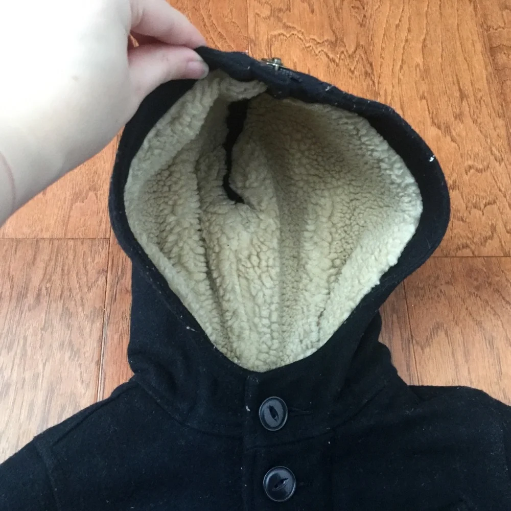 Baby Gap Wool Navy Blue Peacoat Warm Winter Faux Fur Hood Size 2 years